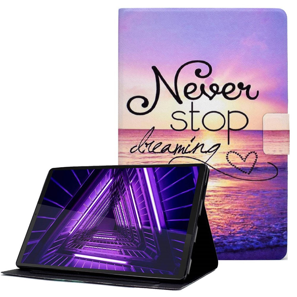 Protective Case for Lenovo Tab M10 Plus (3rd Gen) / Xiaoxin Pad 2022 10.6 inch Pattern Printing Tablet Leather Cover with Card Slots Stand - Never Stop Dreaming