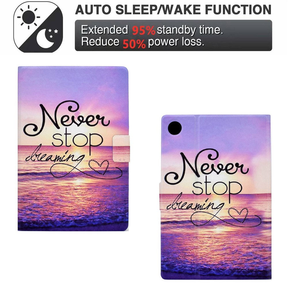 Protective Case for Lenovo Tab M10 Plus (3rd Gen) / Xiaoxin Pad 2022 10.6 inch Pattern Printing Tablet Leather Cover with Card Slots Stand - Never Stop Dreaming