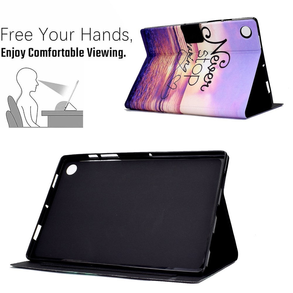 Protective Case for Lenovo Tab M10 Plus (3rd Gen) / Xiaoxin Pad 2022 10.6 inch Pattern Printing Tablet Leather Cover with Card Slots Stand - Never Stop Dreaming