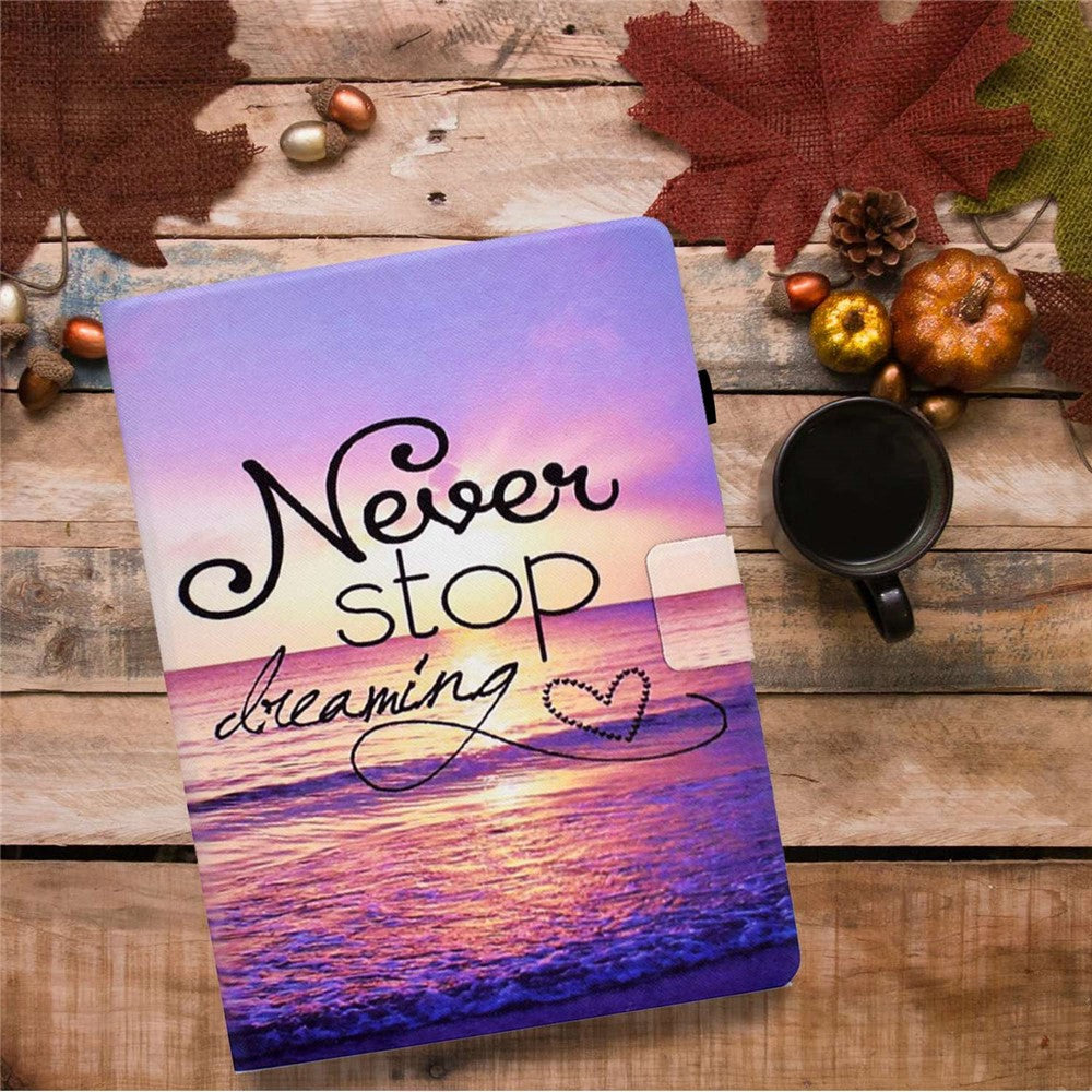 Protective Case for Lenovo Tab M10 Plus (3rd Gen) / Xiaoxin Pad 2022 10.6 inch Pattern Printing Tablet Leather Cover with Card Slots Stand - Never Stop Dreaming