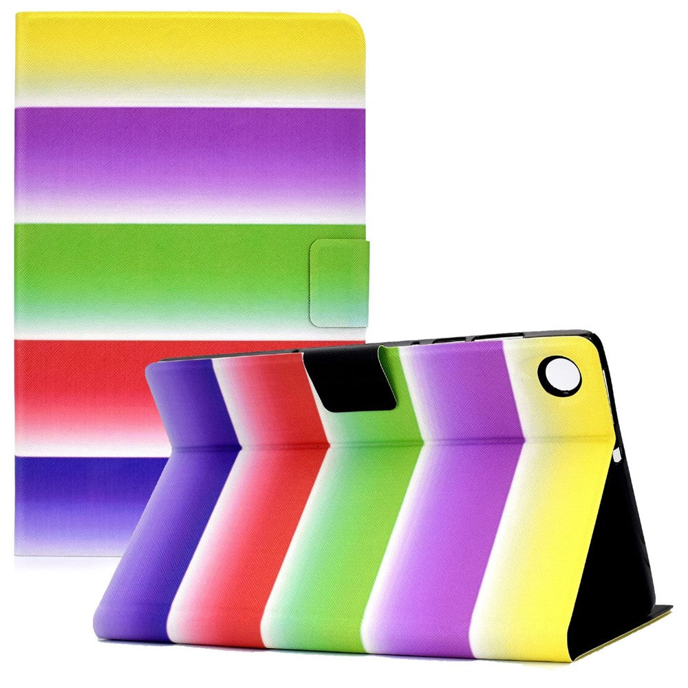 For Lenovo Tab M10 Plus (3rd Gen) / Xiaoxin Pad 2022 10.6 inch PU Leather Case Pattern Printing Card Holder Stand Cover - Rainbow