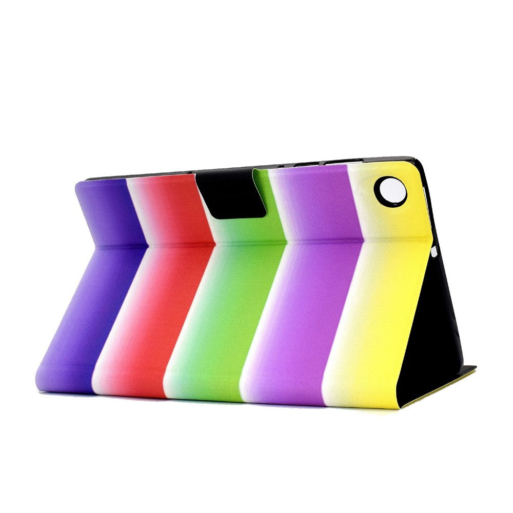 For Lenovo Tab M10 Plus (3rd Gen) / Xiaoxin Pad 2022 10.6 inch PU Leather Case Pattern Printing Card Holder Stand Cover - Rainbow