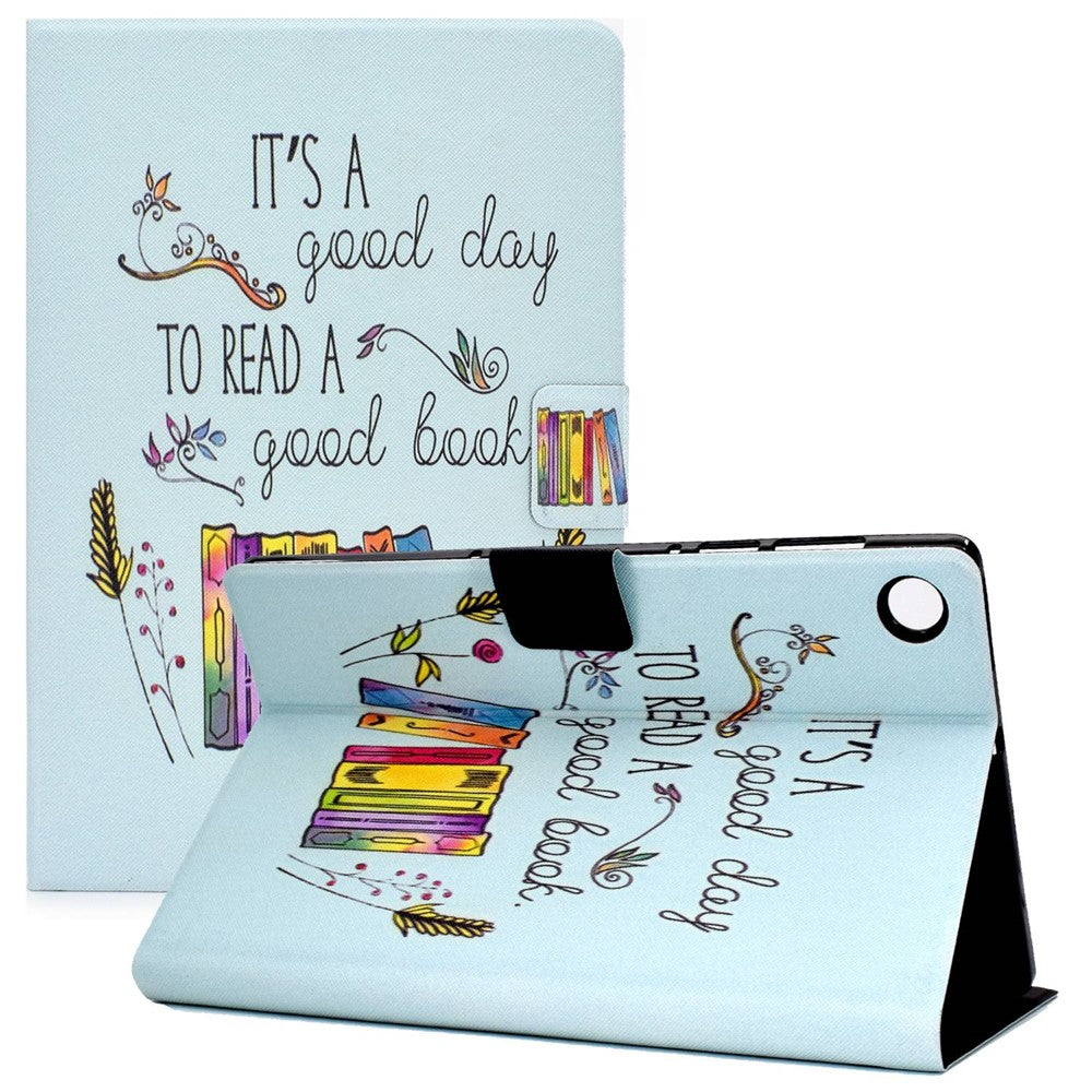 For Lenovo Tab M10 Plus (3rd Gen) / Xiaoxin Pad 2022 10.6 inch PU Leather Case Pattern Printing Card Holder Stand Cover - Colorful Books