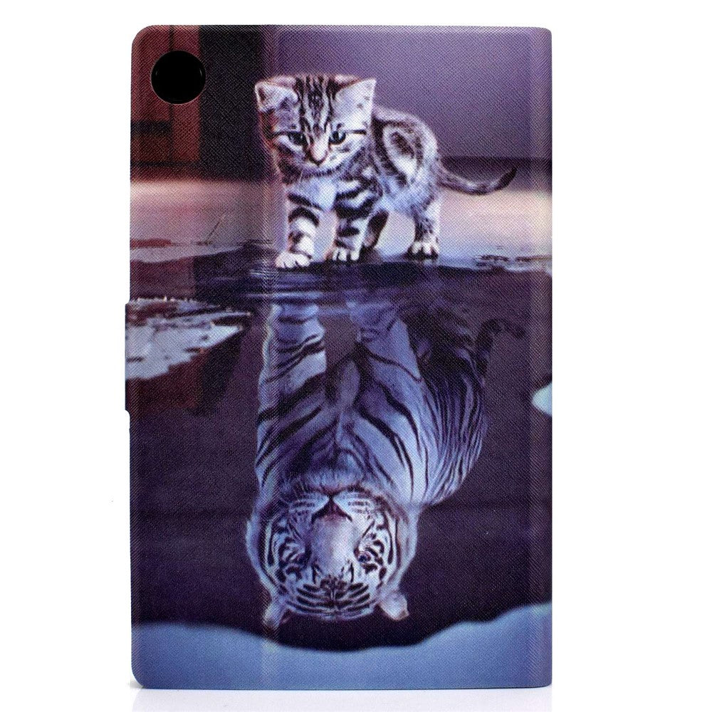 For Lenovo Tab M10 Plus (3rd Gen) / Xiaoxin Pad 2022 10.6 inch PU Leather Case Pattern Printing Card Holder Stand Cover - Cat and Tiger