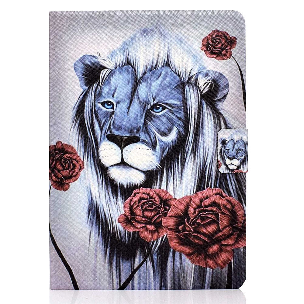 For Lenovo Tab M10 Plus (3rd Gen) / Xiaoxin Pad 2022 10.6 inch PU Leather Case Pattern Printing Card Holder Stand Cover - Rose / Lion