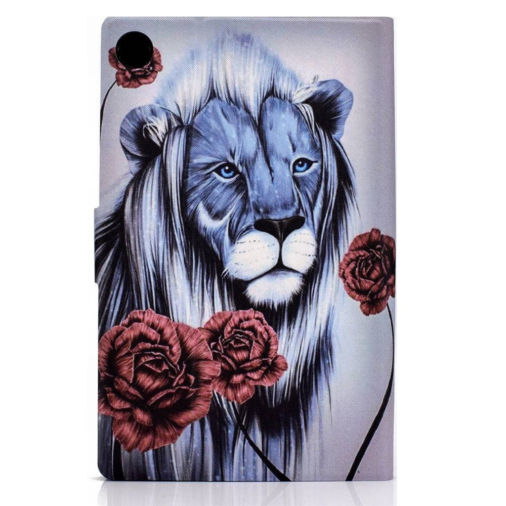 For Lenovo Tab M10 Plus (3rd Gen) / Xiaoxin Pad 2022 10.6 inch PU Leather Case Pattern Printing Card Holder Stand Cover - Rose / Lion