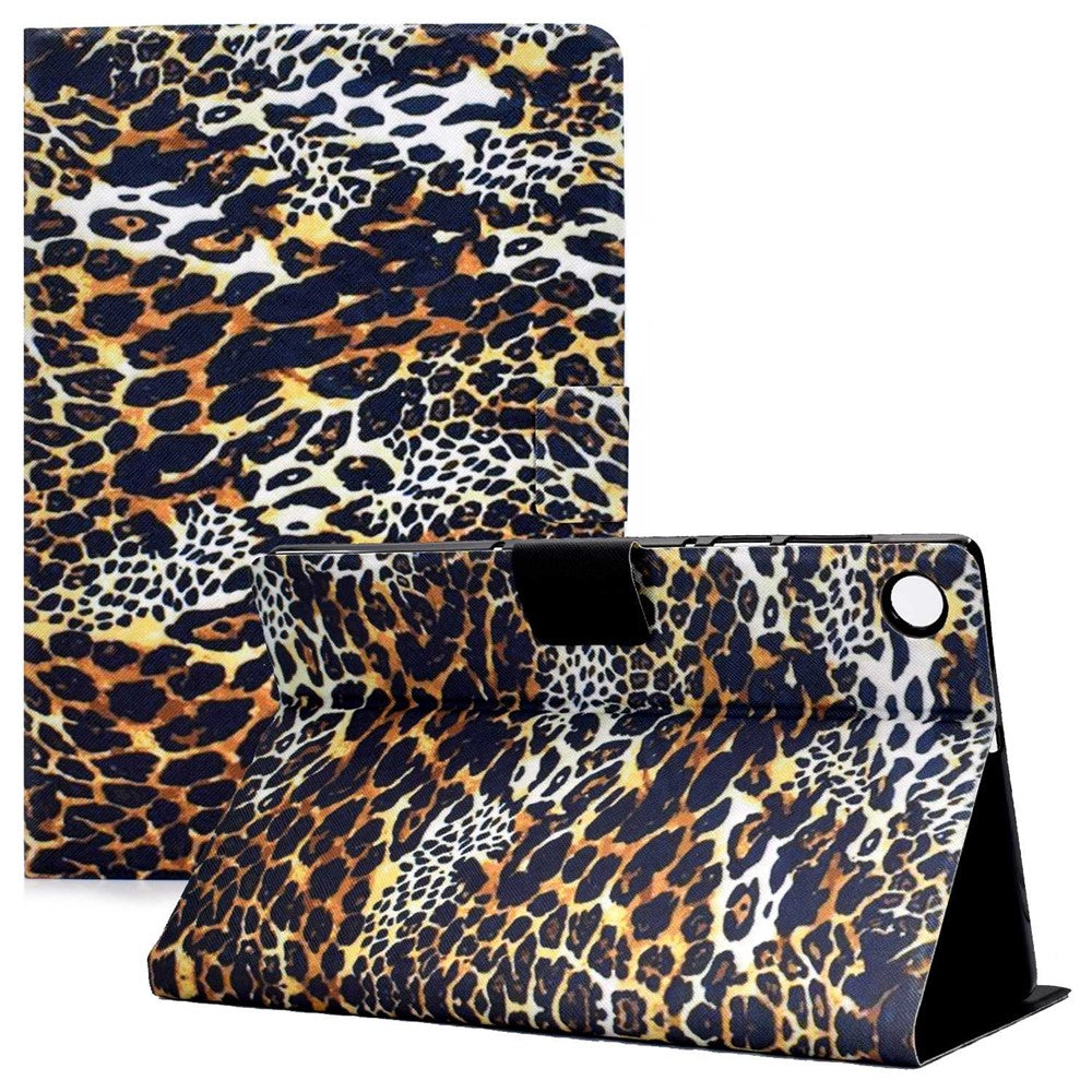 For Lenovo Tab M10 Plus (3rd Gen) / Xiaoxin Pad 2022 10.6 inch PU Leather Case Pattern Printing Card Holder Stand Cover - Leopard Print