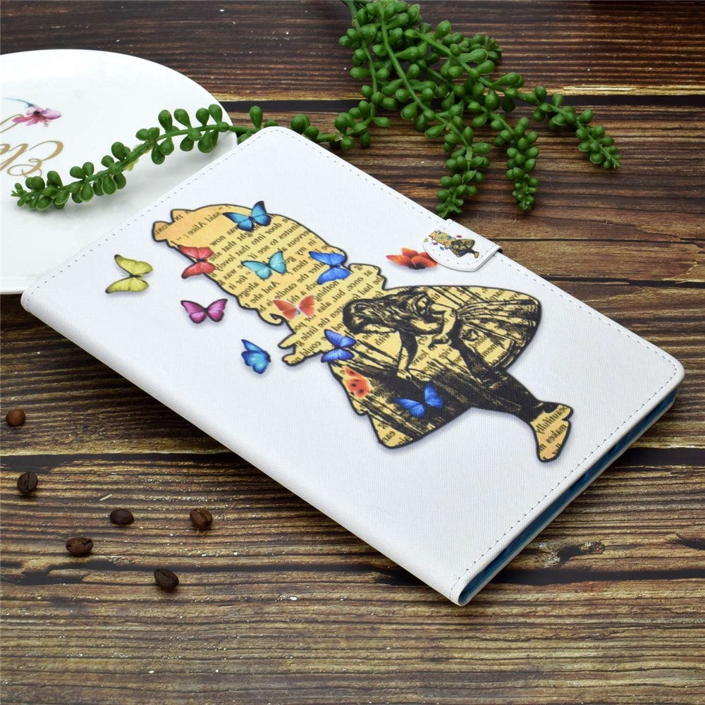 For Lenovo Tab M10 Plus (3rd Gen) / Xiaoxin Pad 2022 10.6 inch PU Leather Smart Auto Wake / Sleep Cover A3 Pattern Printing Stand Card Slots Protective Tablet Case with Pencil Holder - Girl