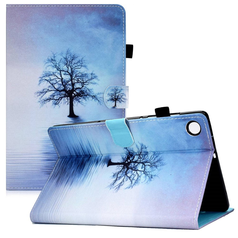 For Lenovo Tab M10 Plus (3rd Gen) / Xiaoxin Pad 2022 10.6 inch PU Leather Smart Auto Wake / Sleep Cover A3 Pattern Printing Stand Card Slots Protective Tablet Case with Pencil Holder - Water Tree
