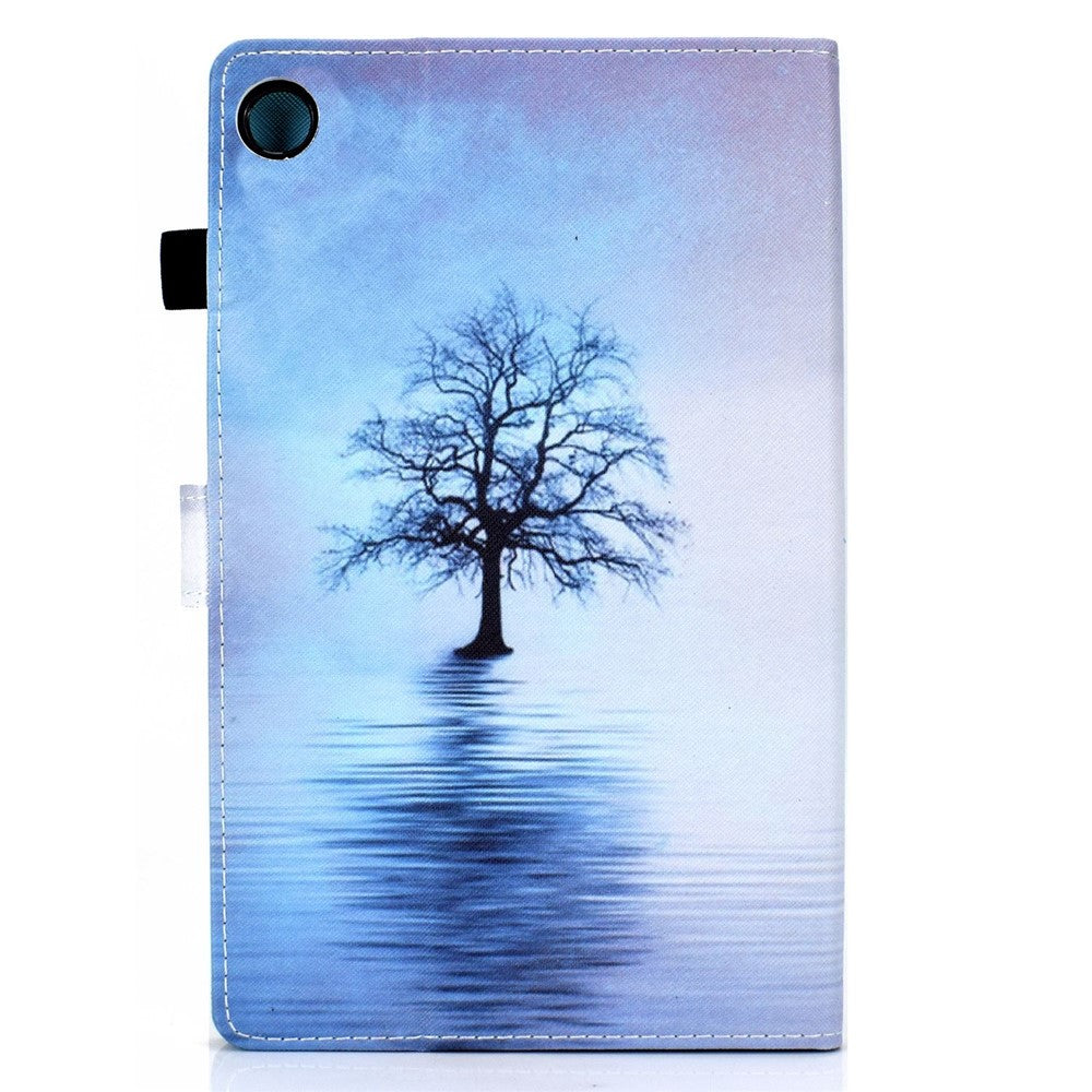 For Lenovo Tab M10 Plus (3rd Gen) / Xiaoxin Pad 2022 10.6 inch PU Leather Smart Auto Wake / Sleep Cover A3 Pattern Printing Stand Card Slots Protective Tablet Case with Pencil Holder - Water Tree