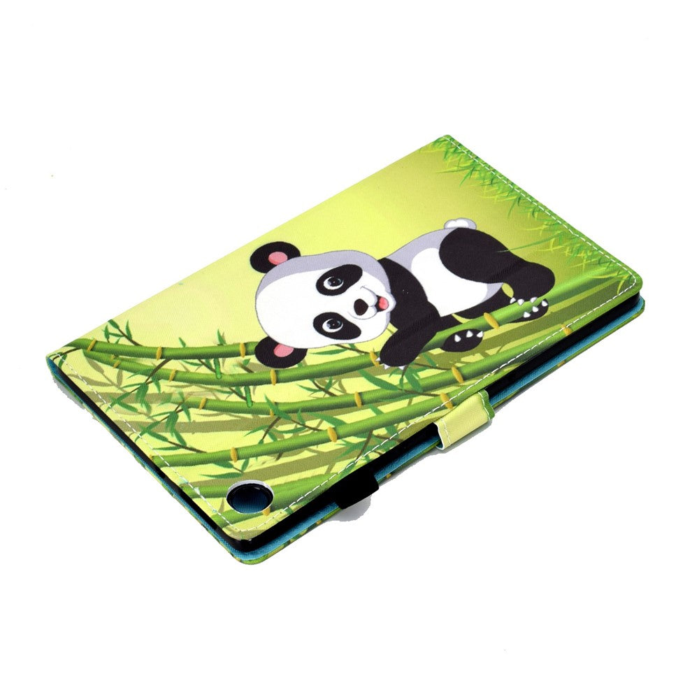 For Lenovo Tab M10 Plus (3rd Gen) / Xiaoxin Pad 2022 10.6 inch PU Leather Smart Auto Wake / Sleep Cover A3 Pattern Printing Stand Card Slots Protective Tablet Case with Pencil Holder - Panda