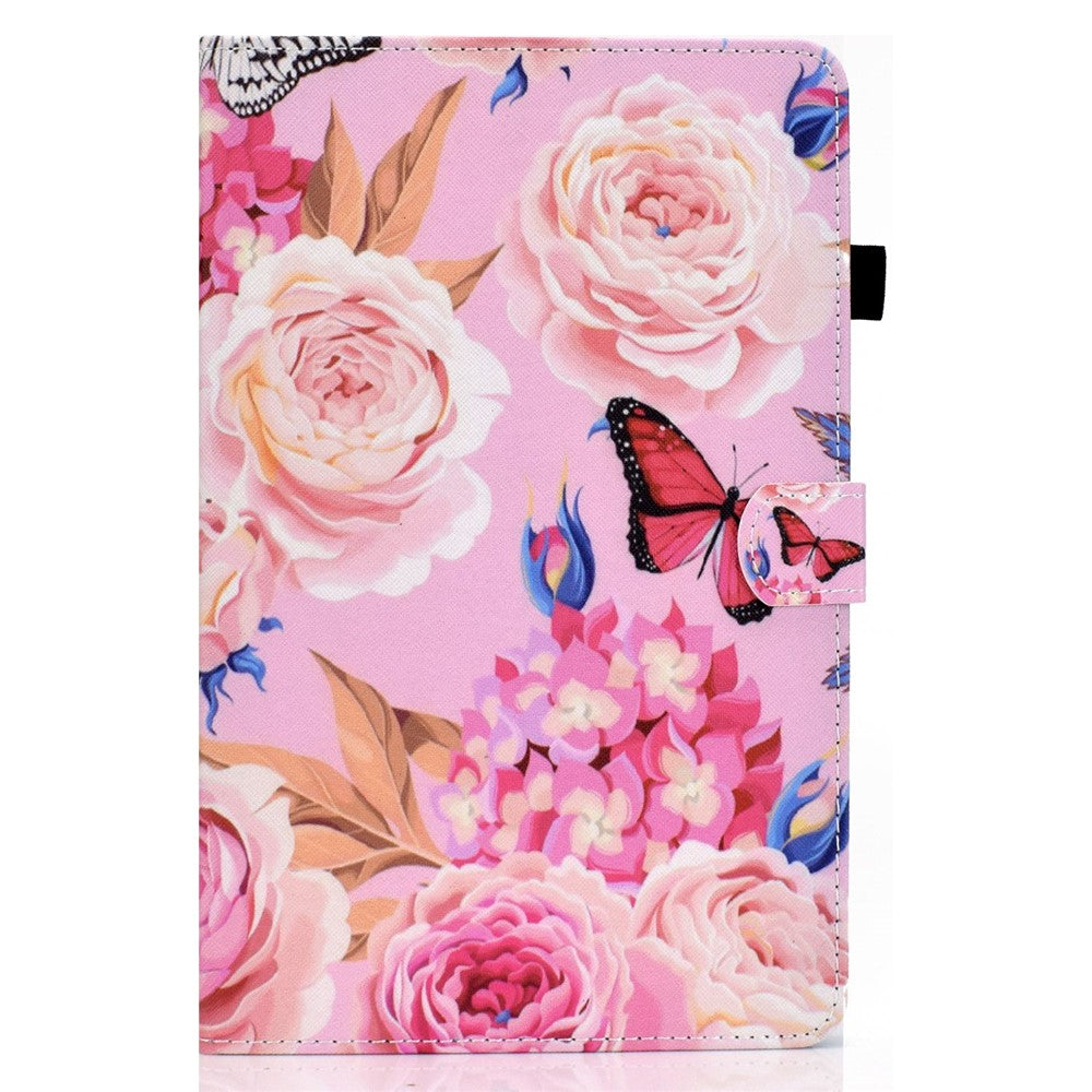 For Lenovo Tab M10 Plus (3rd Gen) / Xiaoxin Pad 2022 10.6 inch PU Leather Smart Auto Wake / Sleep Cover A3 Pattern Printing Stand Card Slots Protective Tablet Case with Pencil Holder - Flower / Butterfly
