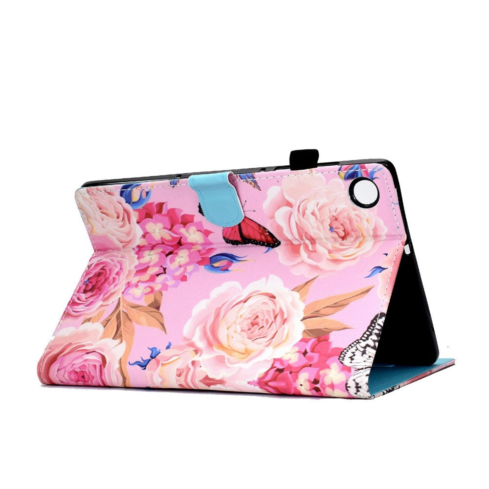 For Lenovo Tab M10 Plus (3rd Gen) / Xiaoxin Pad 2022 10.6 inch PU Leather Smart Auto Wake / Sleep Cover A3 Pattern Printing Stand Card Slots Protective Tablet Case with Pencil Holder - Flower / Butterfly
