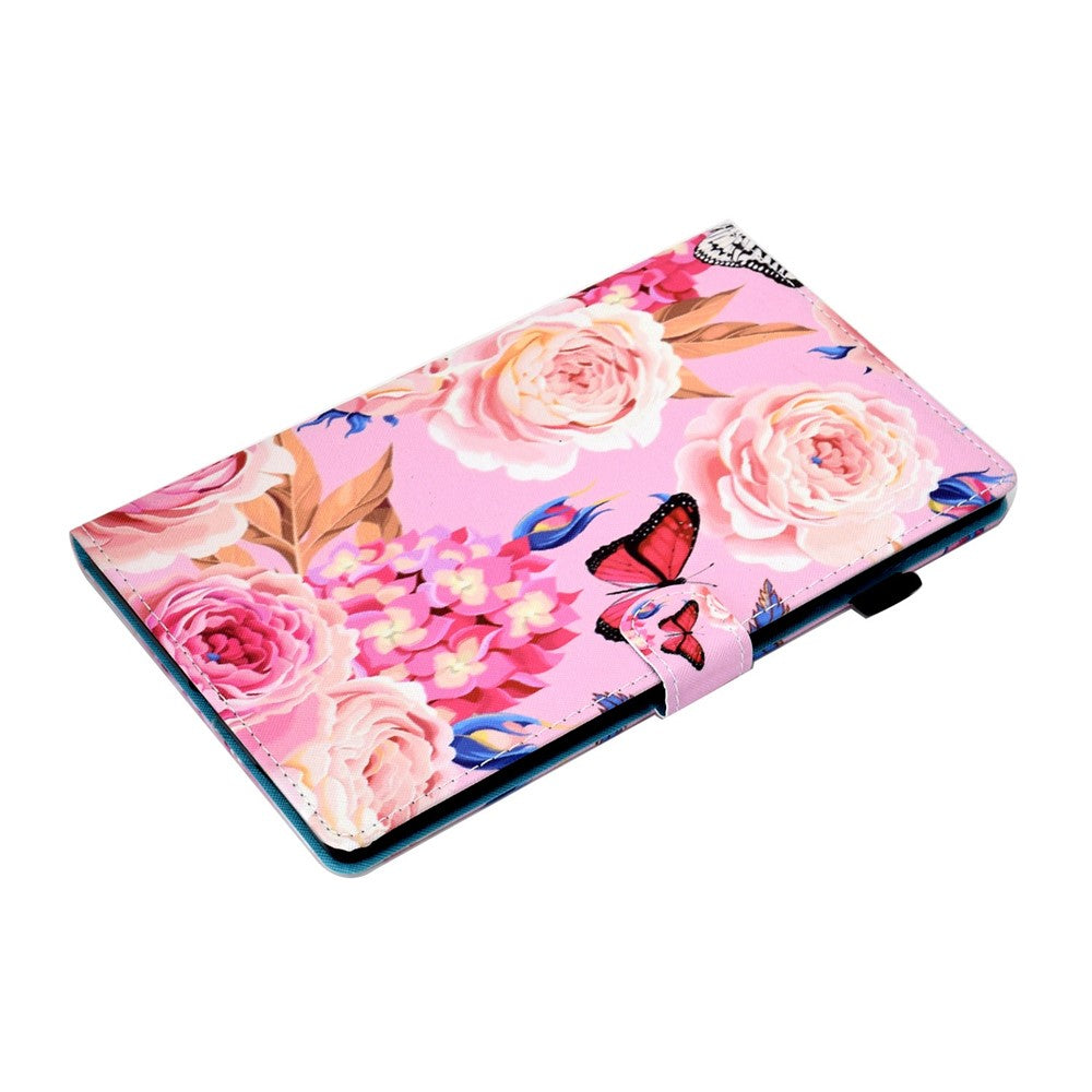 For Lenovo Tab M10 Plus (3rd Gen) / Xiaoxin Pad 2022 10.6 inch PU Leather Smart Auto Wake / Sleep Cover A3 Pattern Printing Stand Card Slots Protective Tablet Case with Pencil Holder - Flower / Butterfly