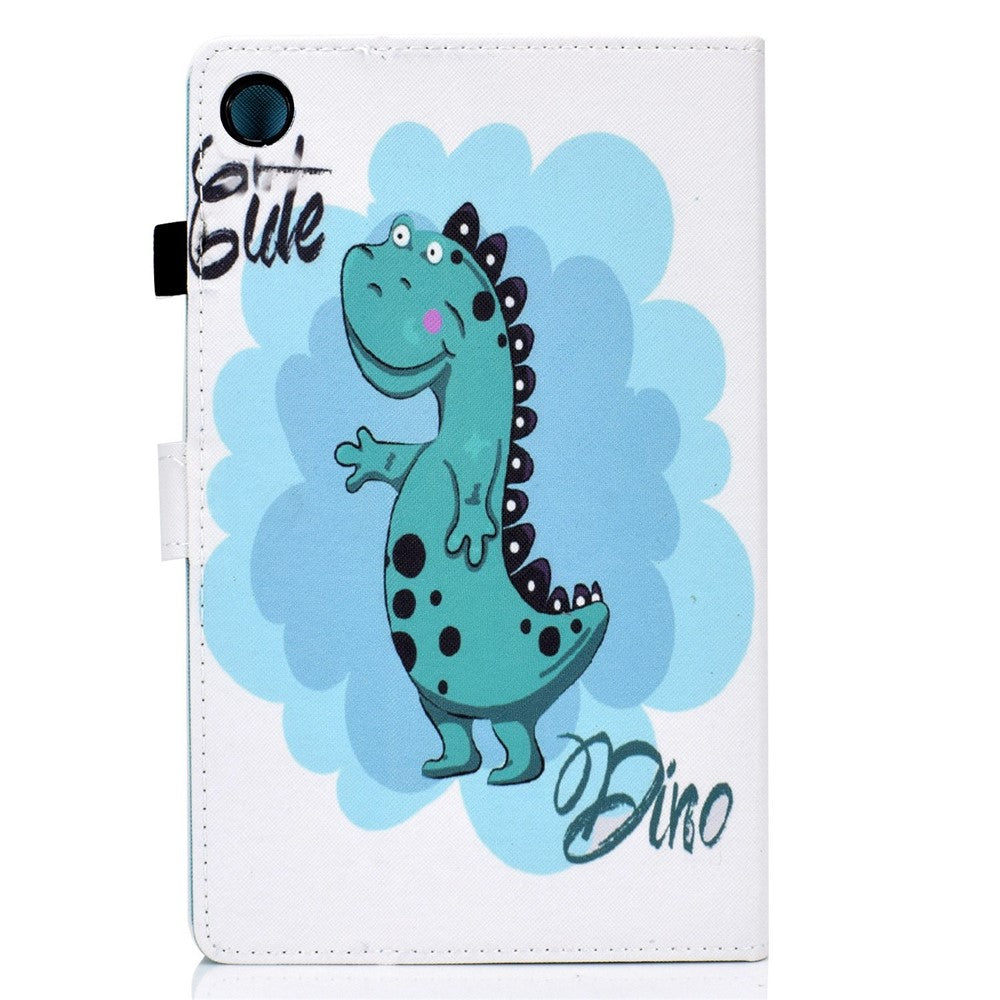For Lenovo Tab M10 Plus (3rd Gen) / Xiaoxin Pad 2022 10.6 inch PU Leather Smart Auto Wake / Sleep Cover A3 Pattern Printing Stand Card Slots Protective Tablet Case with Pencil Holder - Dinosaur