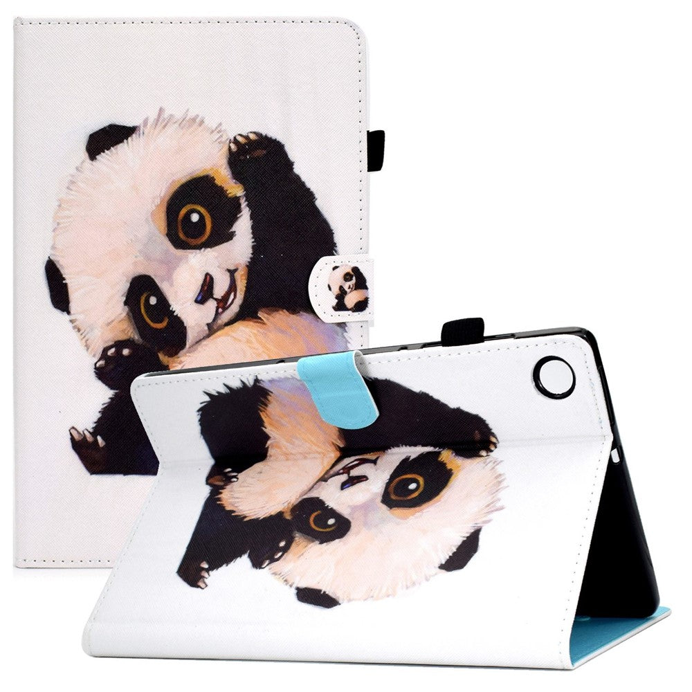 For Lenovo Tab M10 Plus (3rd Gen) / Xiaoxin Pad 2022 10.6 inch PU Leather Smart Auto Wake / Sleep Cover A3 Pattern Printing Stand Card Slots Protective Tablet Case with Pencil Holder - Waving Panda