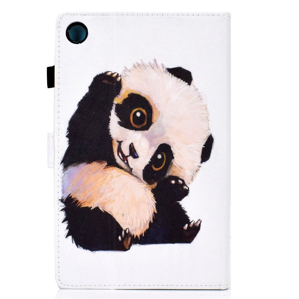 For Lenovo Tab M10 Plus (3rd Gen) / Xiaoxin Pad 2022 10.6 inch PU Leather Smart Auto Wake / Sleep Cover A3 Pattern Printing Stand Card Slots Protective Tablet Case with Pencil Holder - Waving Panda