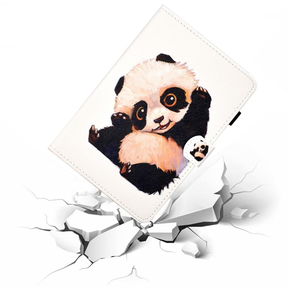 For Lenovo Tab M10 Plus (3rd Gen) / Xiaoxin Pad 2022 10.6 inch PU Leather Smart Auto Wake / Sleep Cover A3 Pattern Printing Stand Card Slots Protective Tablet Case with Pencil Holder - Waving Panda