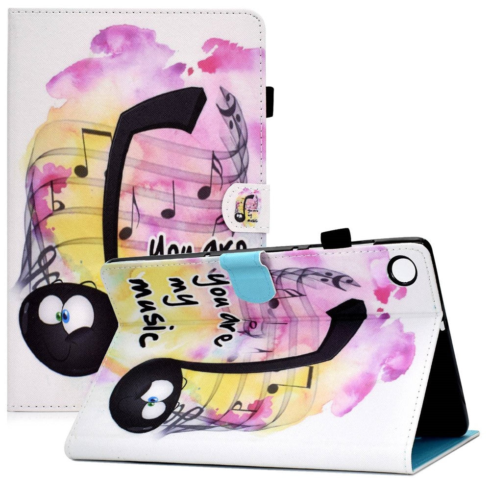 For Lenovo Tab M10 Plus (3rd Gen) / Xiaoxin Pad 2022 10.6 inch PU Leather Smart Auto Wake / Sleep Cover A3 Pattern Printing Stand Card Slots Protective Tablet Case with Pencil Holder - Music