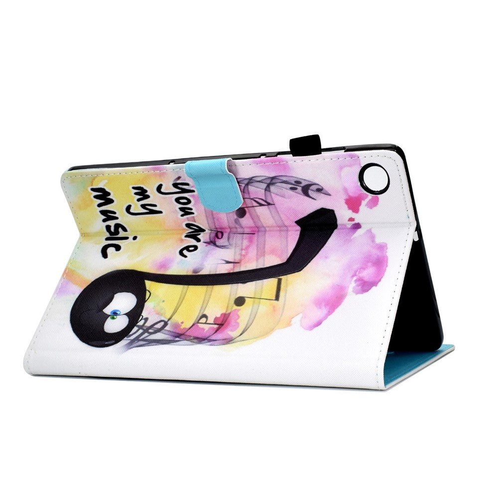 For Lenovo Tab M10 Plus (3rd Gen) / Xiaoxin Pad 2022 10.6 inch PU Leather Smart Auto Wake / Sleep Cover A3 Pattern Printing Stand Card Slots Protective Tablet Case with Pencil Holder - Music