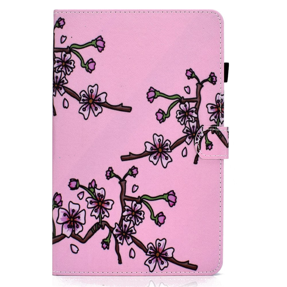 For Lenovo Tab M10 Plus (3rd Gen) / Xiaoxin Pad 2022 10.6 inch PU Leather Smart Auto Wake / Sleep Cover A3 Pattern Printing Stand Card Slots Protective Tablet Case with Pencil Holder - Plum Blossom