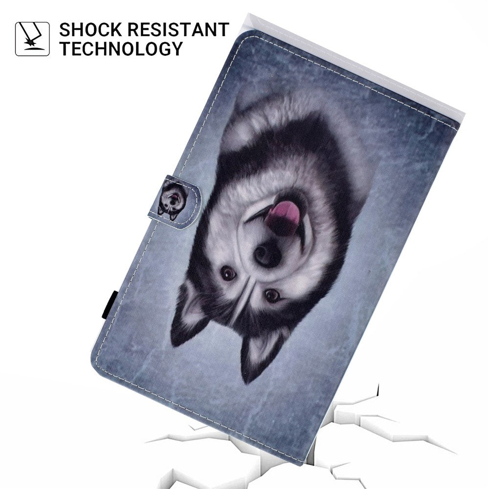 For Lenovo Tab M10 Plus (3rd Gen) / Xiaoxin Pad 2022 10.6 inch PU Leather Smart Auto Wake / Sleep Cover A3 Pattern Printing Stand Card Slots Protective Tablet Case with Pencil Holder - Husky