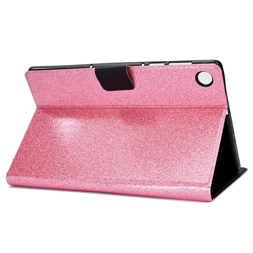 Glittery PU Leather Tablet Case for Lenovo Tab M10 (Gen 3) TB-328FU / TB-328XU, Full Protection Magnetic Clasp Protective Cover with Stand Card Holder - Pink