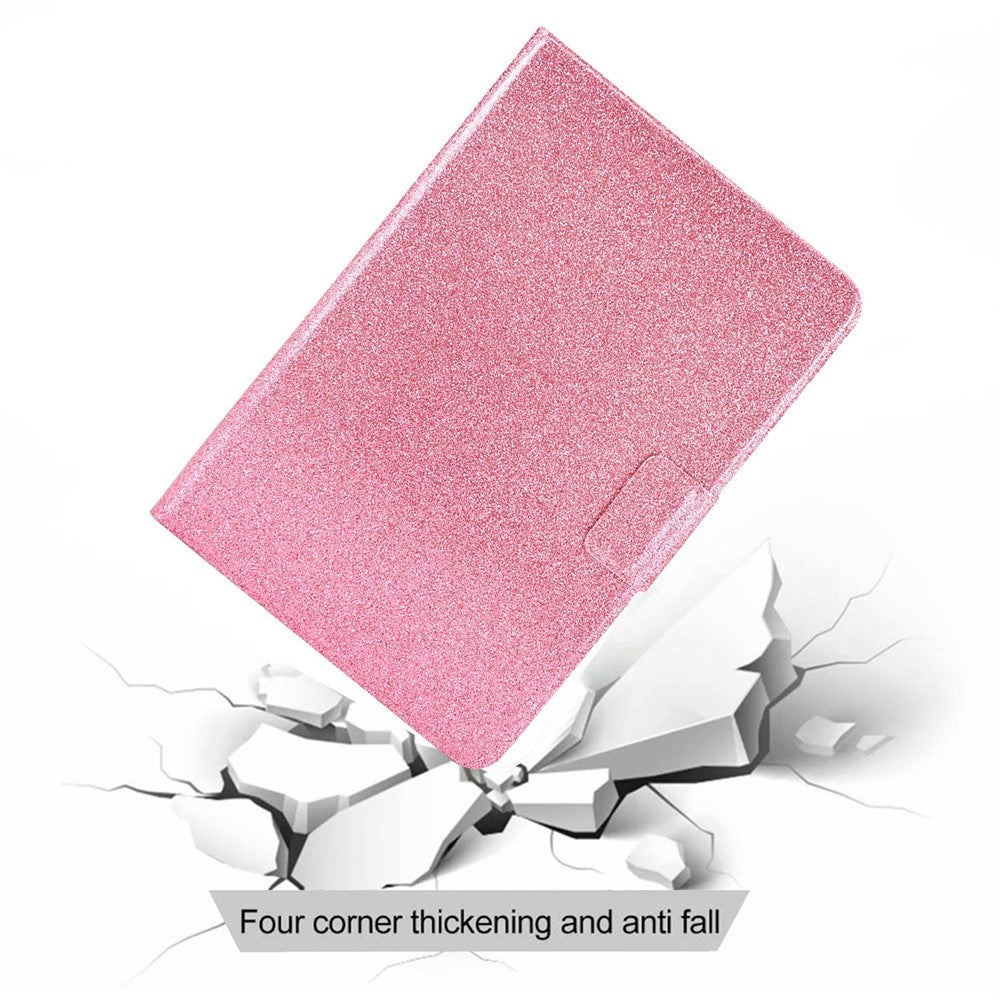 Glittery PU Leather Tablet Case for Lenovo Tab M10 (Gen 3) TB-328FU / TB-328XU, Full Protection Magnetic Clasp Protective Cover with Stand Card Holder - Pink
