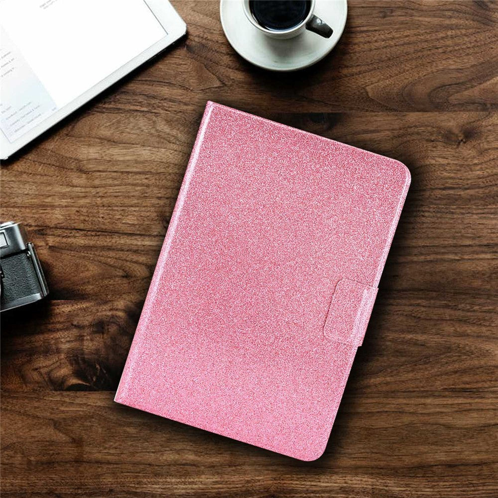 Glittery PU Leather Tablet Case for Lenovo Tab M10 (Gen 3) TB-328FU / TB-328XU, Full Protection Magnetic Clasp Protective Cover with Stand Card Holder - Pink