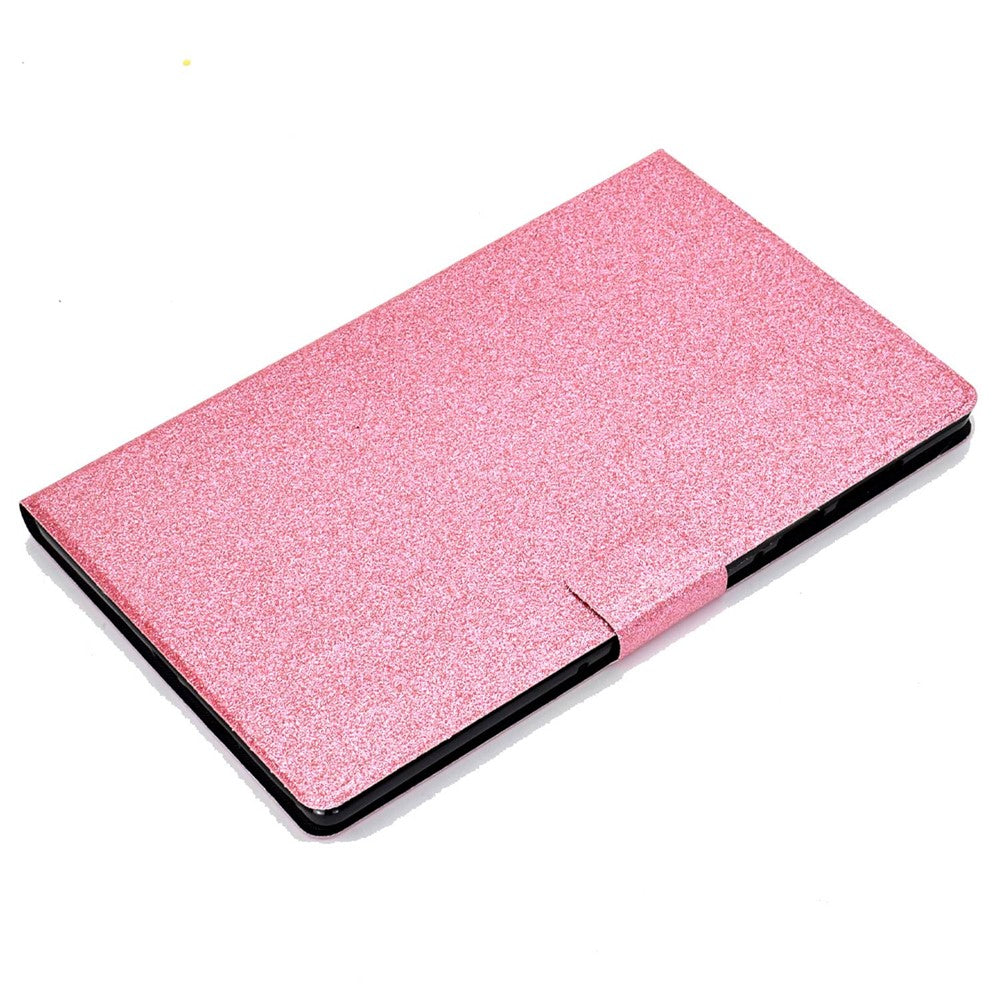 Glittery PU Leather Tablet Case for Lenovo Tab M10 (Gen 3) TB-328FU / TB-328XU, Full Protection Magnetic Clasp Protective Cover with Stand Card Holder - Pink