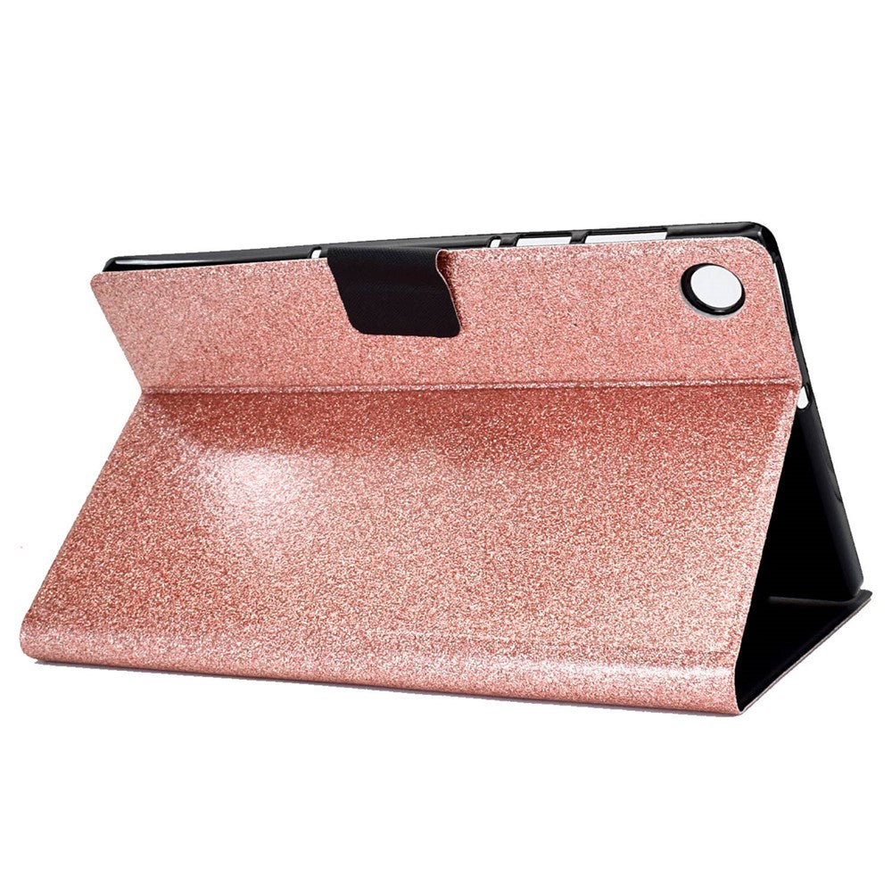 Glittery PU Leather Tablet Case for Lenovo Tab M10 (Gen 3) TB-328FU / TB-328XU, Full Protection Magnetic Clasp Protective Cover with Stand Card Holder - Rose Gold