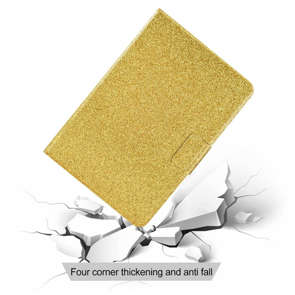Glittery PU Leather Tablet Case for Lenovo Tab M10 (Gen 3) TB-328FU / TB-328XU, Full Protection Magnetic Clasp Protective Cover with Stand Card Holder - Gold