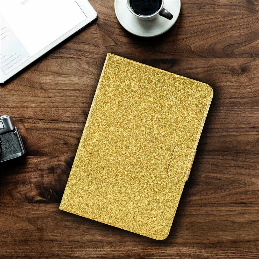 Glittery PU Leather Tablet Case for Lenovo Tab M10 (Gen 3) TB-328FU / TB-328XU, Full Protection Magnetic Clasp Protective Cover with Stand Card Holder - Gold