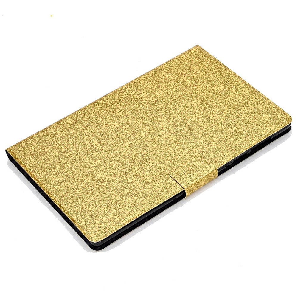 Glittery PU Leather Tablet Case for Lenovo Tab M10 (Gen 3) TB-328FU / TB-328XU, Full Protection Magnetic Clasp Protective Cover with Stand Card Holder - Gold