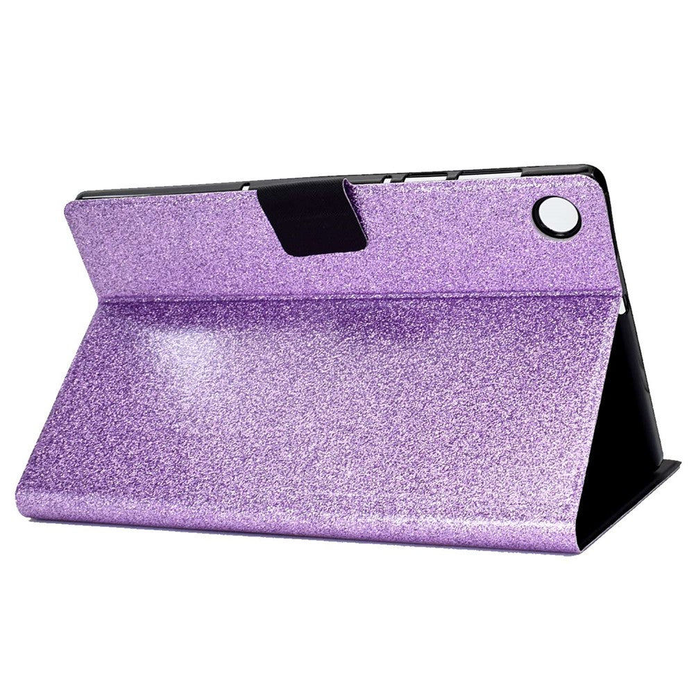 Glittery PU Leather Tablet Case for Lenovo Tab M10 (Gen 3) TB-328FU / TB-328XU, Full Protection Magnetic Clasp Protective Cover with Stand Card Holder - Purple
