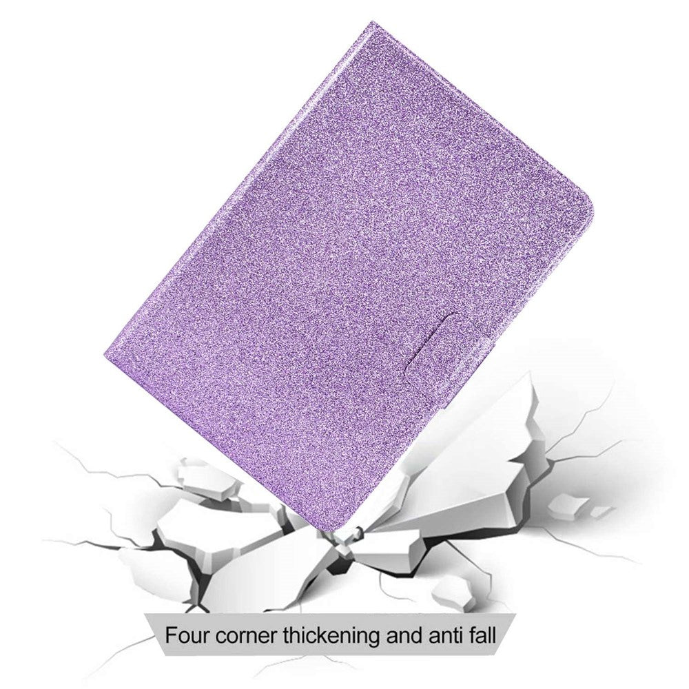 Glittery PU Leather Tablet Case for Lenovo Tab M10 (Gen 3) TB-328FU / TB-328XU, Full Protection Magnetic Clasp Protective Cover with Stand Card Holder - Purple