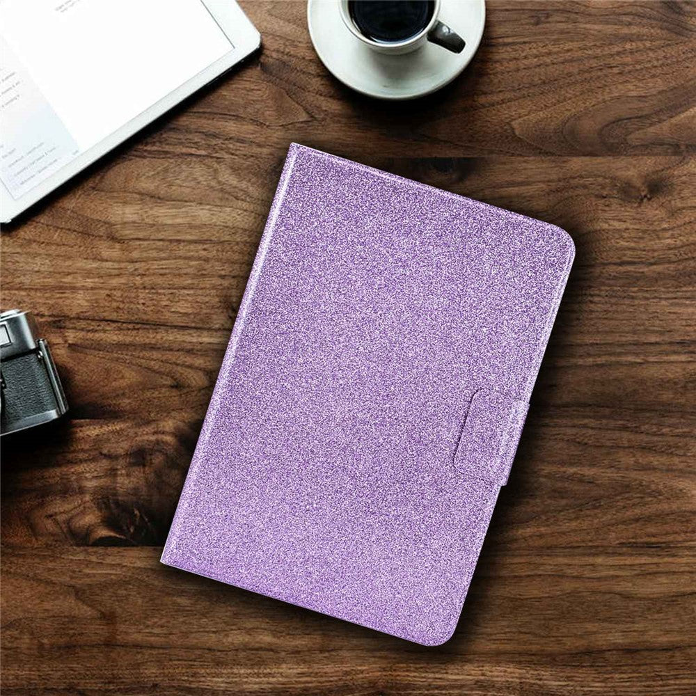 Glittery PU Leather Tablet Case for Lenovo Tab M10 (Gen 3) TB-328FU / TB-328XU, Full Protection Magnetic Clasp Protective Cover with Stand Card Holder - Purple