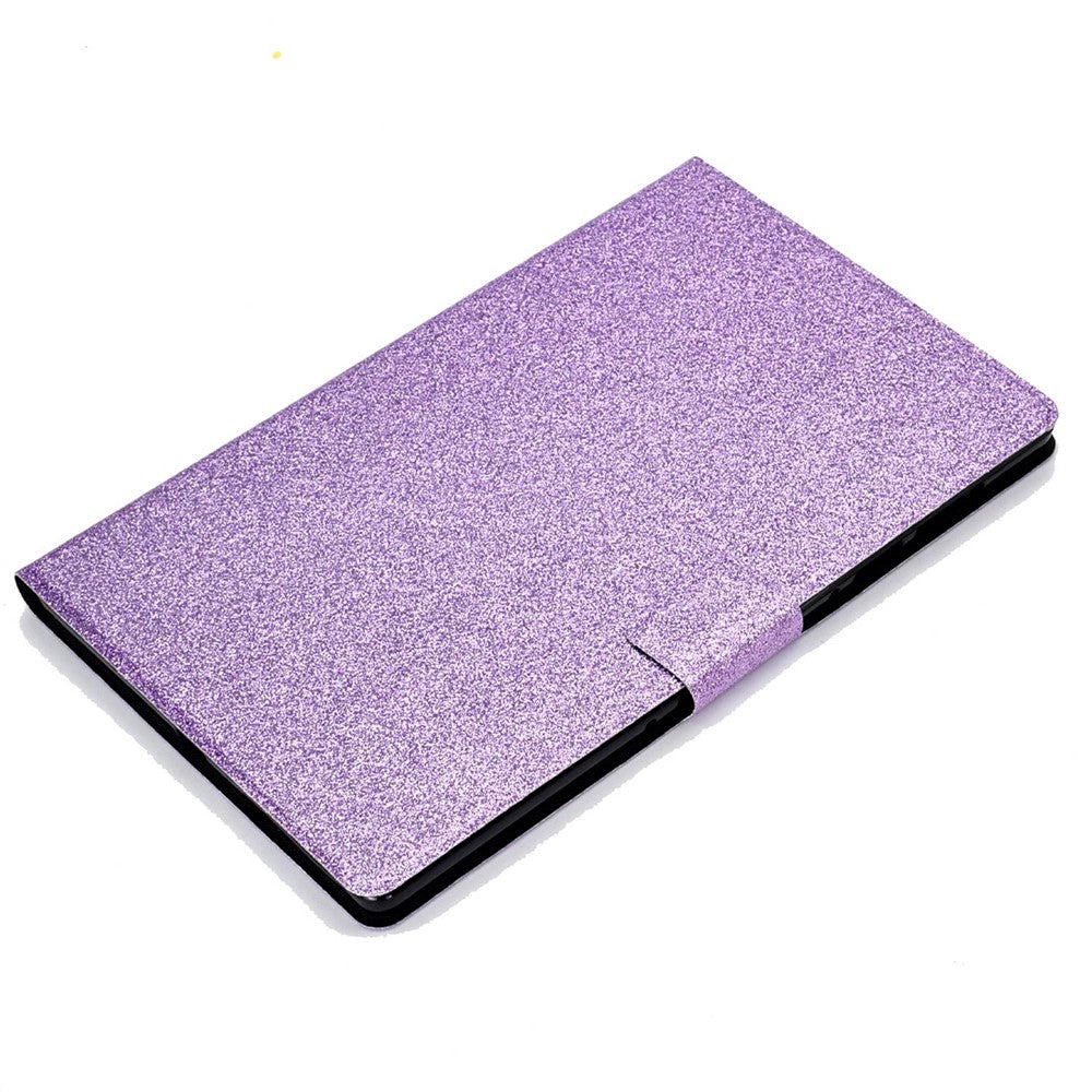 Glittery PU Leather Tablet Case for Lenovo Tab M10 (Gen 3) TB-328FU / TB-328XU, Full Protection Magnetic Clasp Protective Cover with Stand Card Holder - Purple
