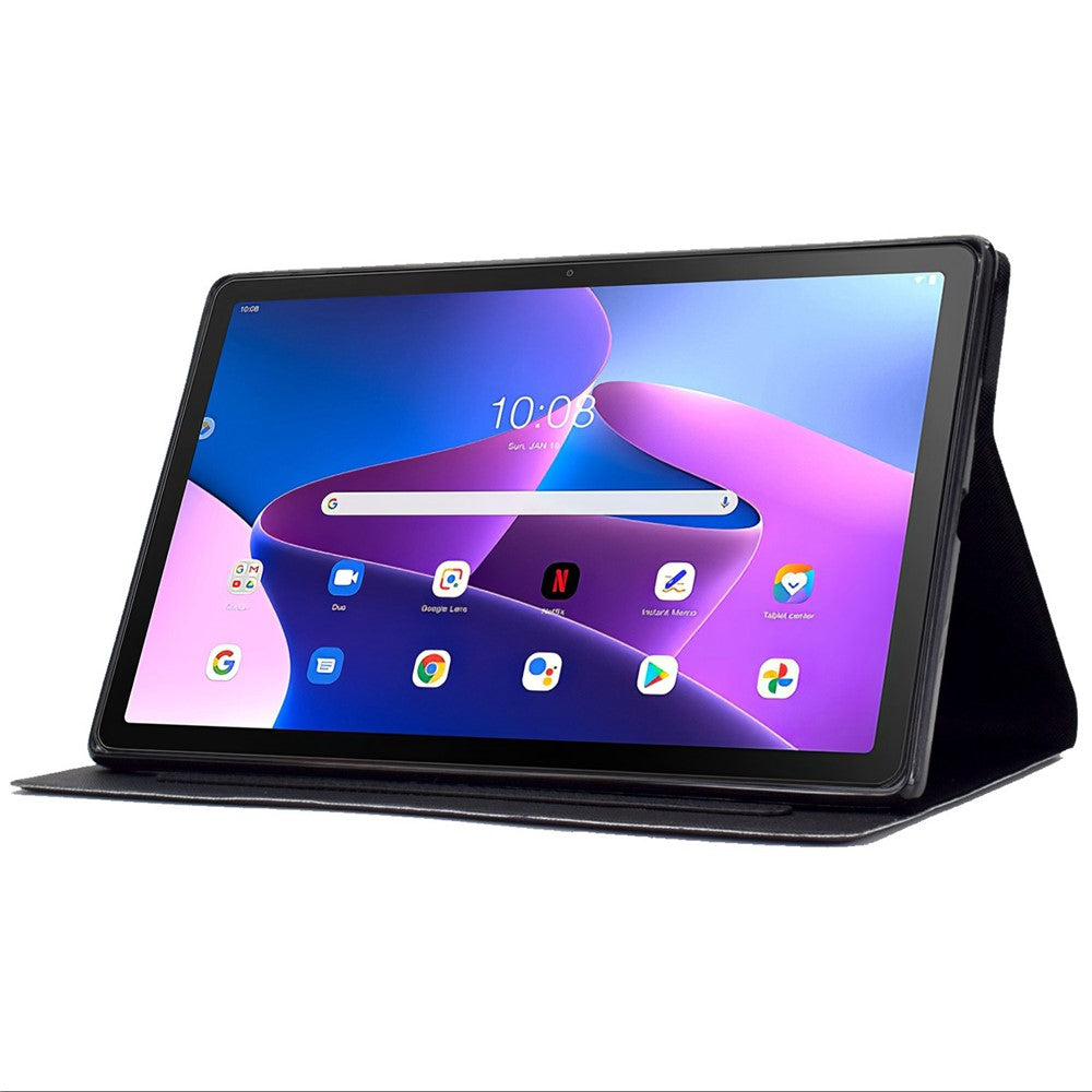 PU Leather Tablet Case for Lenovo Tab M10 (Gen 3) TB-328FU / TB-328XU, Pattern Printing Card Holder Shockproof Cover with Adjustable Stand - Starry Sky / Cat
