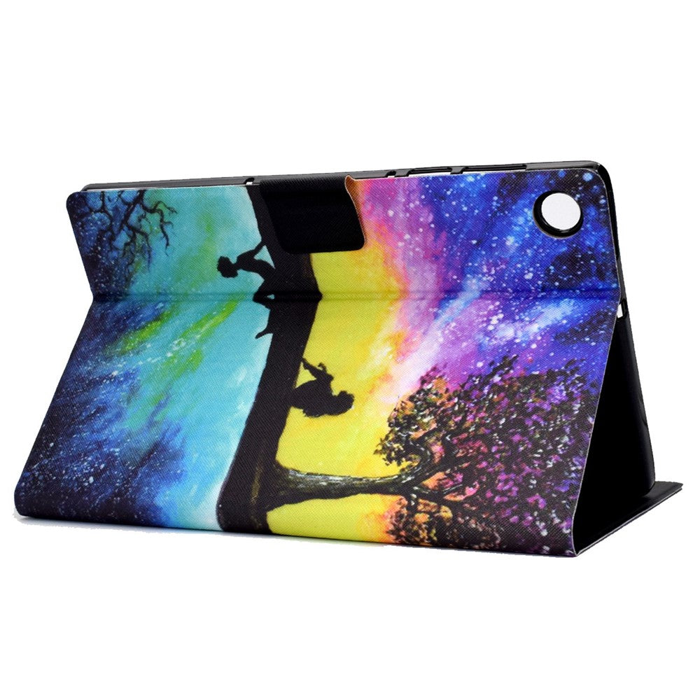 PU Leather Tablet Case for Lenovo Tab M10 (Gen 3) TB-328FU / TB-328XU, Pattern Printing Card Holder Shockproof Cover with Adjustable Stand - Starry Sky / Inverted Image