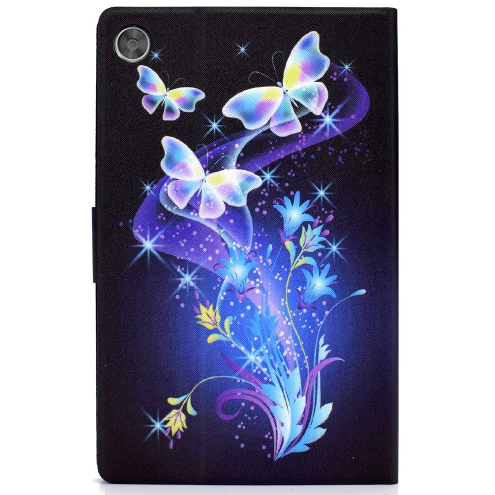 PU Leather Tablet Case for Lenovo Tab M10 (Gen 3) TB-328FU / TB-328XU, Pattern Printing Card Holder Shockproof Cover with Adjustable Stand - Butterfly / Flower