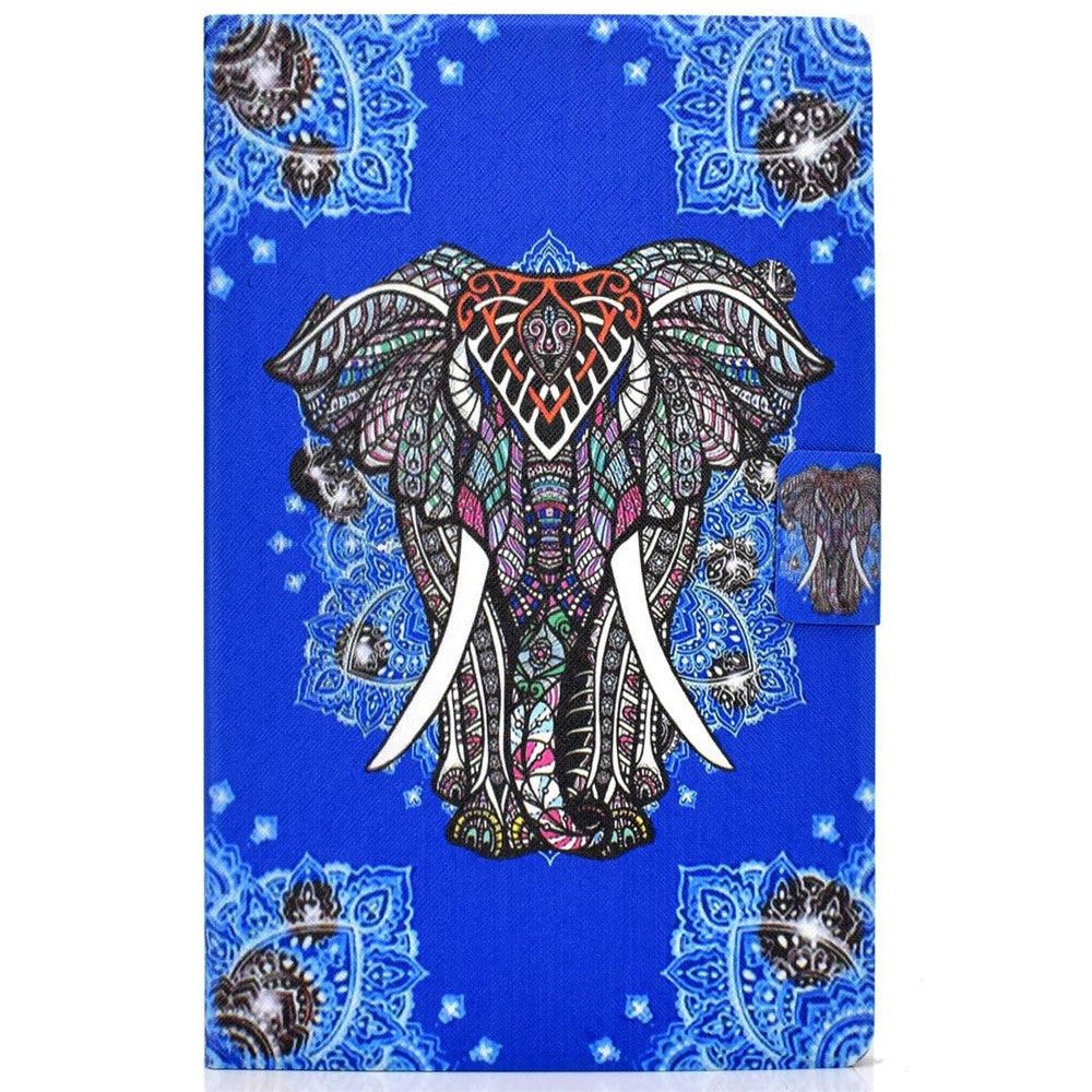 PU Leather Tablet Case for Lenovo Tab M10 (Gen 3) TB-328FU / TB-328XU, Pattern Printing Card Holder Shockproof Cover with Adjustable Stand - Ethnic Elephant