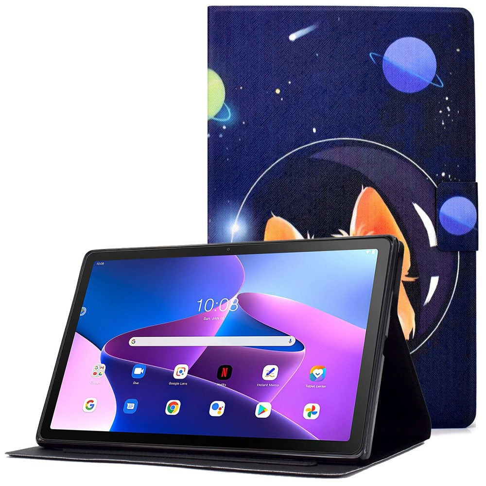 PU Leather Tablet Case for Lenovo Tab M10 (Gen 3) TB-328FU / TB-328XU, Pattern Printing Card Holder Shockproof Cover with Adjustable Stand - Starry Sky / Dog