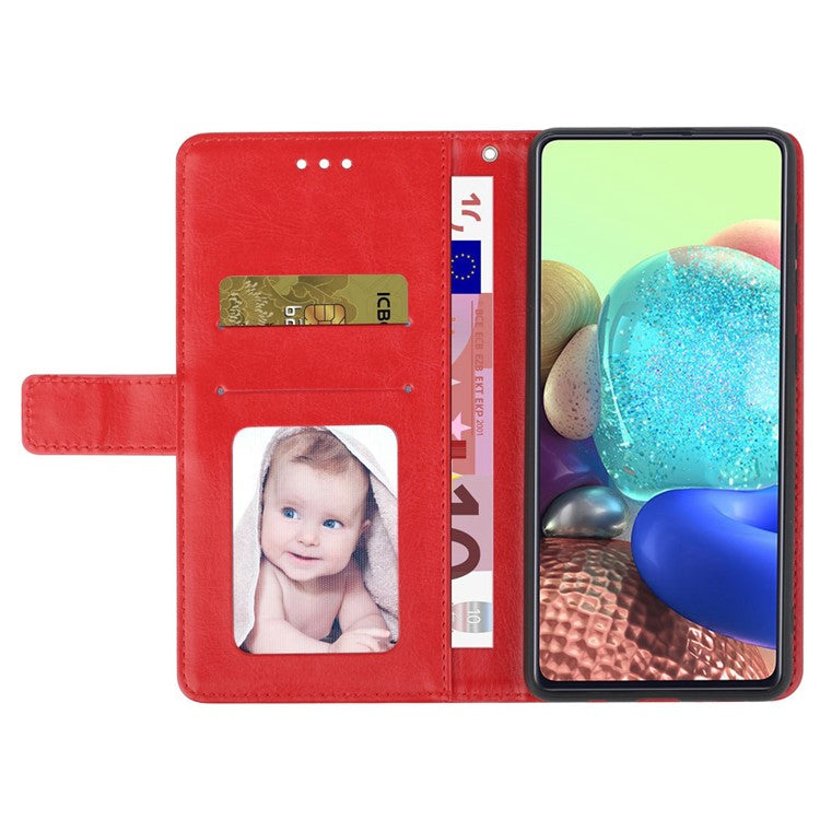 Shockproof Phone Case For Oppo A57 4G / A57s 4G / A57 (2022) 5G / A77 5G / 4G / Realme Narzo 50 5G, HT01 Wallet Stand Imprinted Y-Shaped Lines PU Leather Cover with Strap - Red