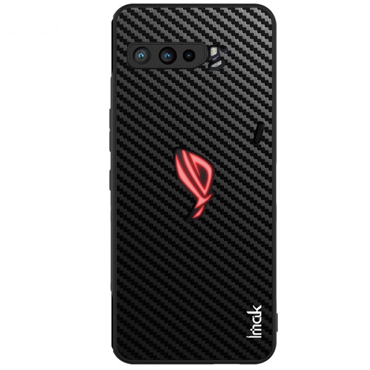 IMAK LX-5 Series for Asus ROG Phone 3 ZS661KS/Phone 3 Strix PU Leather+ PC + TPU Case with Screen Film - Carbon Fiber Texture