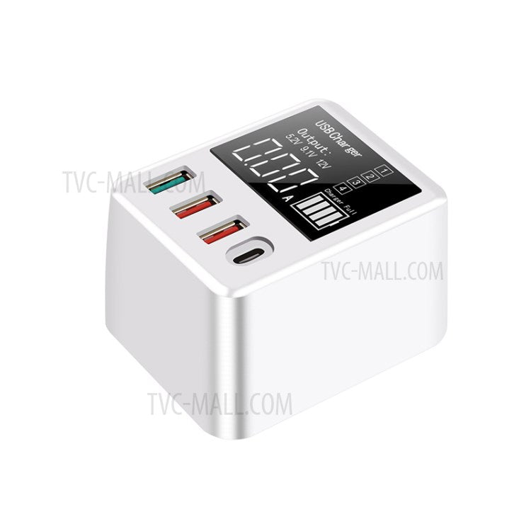A9T 4-Port USB+Type C 40W Quick Charge QC 3.0 Wall Charger Mobile Phone Adapter - EU Plug