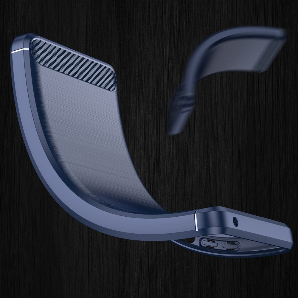 Shock Absorption 1.8mm Air Cushion TPU Case Brushed Surface Carbon Fiber Texture Phone Protector for Xiaomi Mi 10 5G / Mi 10 Pro 5G - Blue