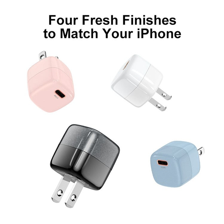 ENKAY HAT PRINCE PD 20W Fast Charging Cube Mini Power Charger Type-C Single Port Travel Adapter - US Plug / Pink