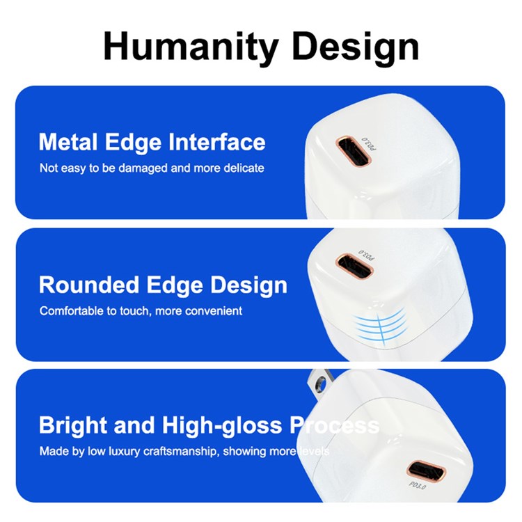 ENKAY HAT PRINCE PD 20W Fast Charging Cube Mini Power Charger Type-C Single Port Travel Adapter - US Plug / White