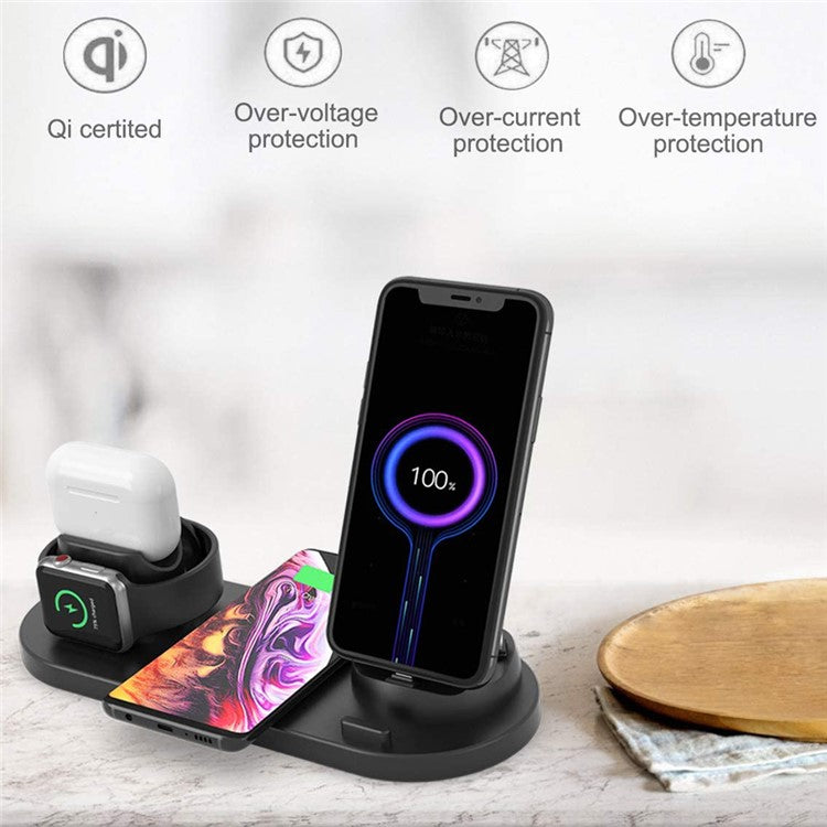 UD15-C 3-in-1 Multifunctional Wireless Charger Charging Dock Station Holder Stand for Apple iPhone/Android Device /Type-C Device - Black